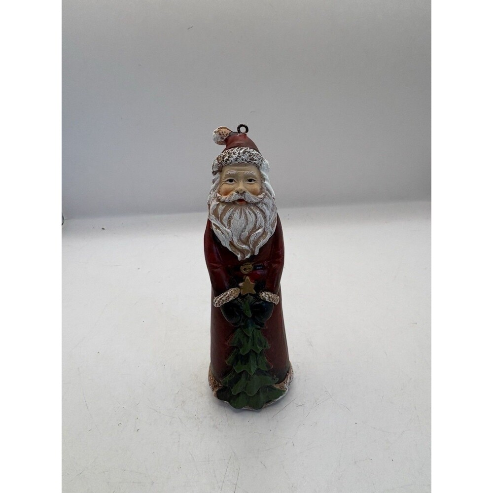 Vtg TII Collections Santa Figurine 12" Resin Ornament Holding Christmas Tree